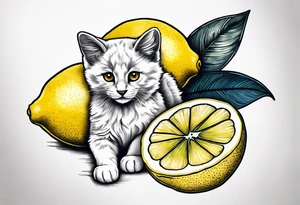 a lemon and a paw tattoo idea