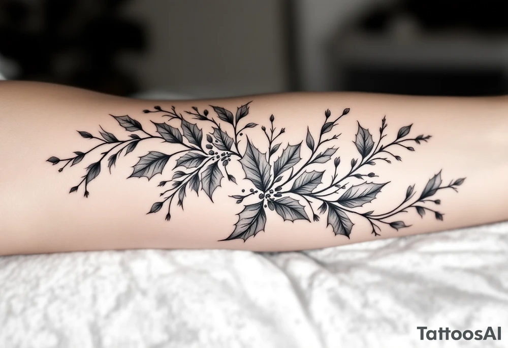 holly flowers tattoo idea