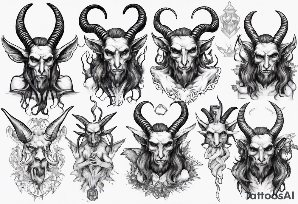 human like Baphomet Sitting tattoo idea