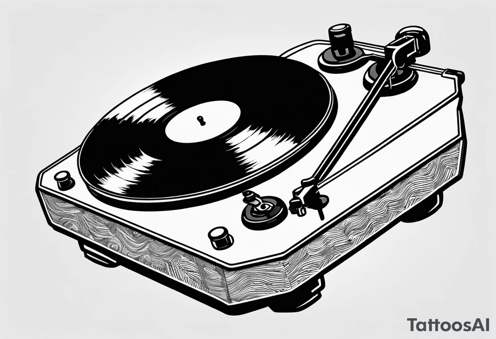 A recordplayer fineline minimalistic in one line tattoo idea