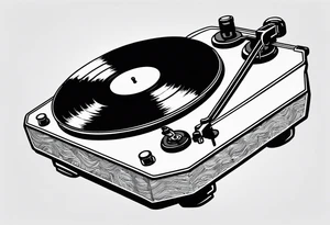 A recordplayer fineline minimalistic in one line tattoo idea