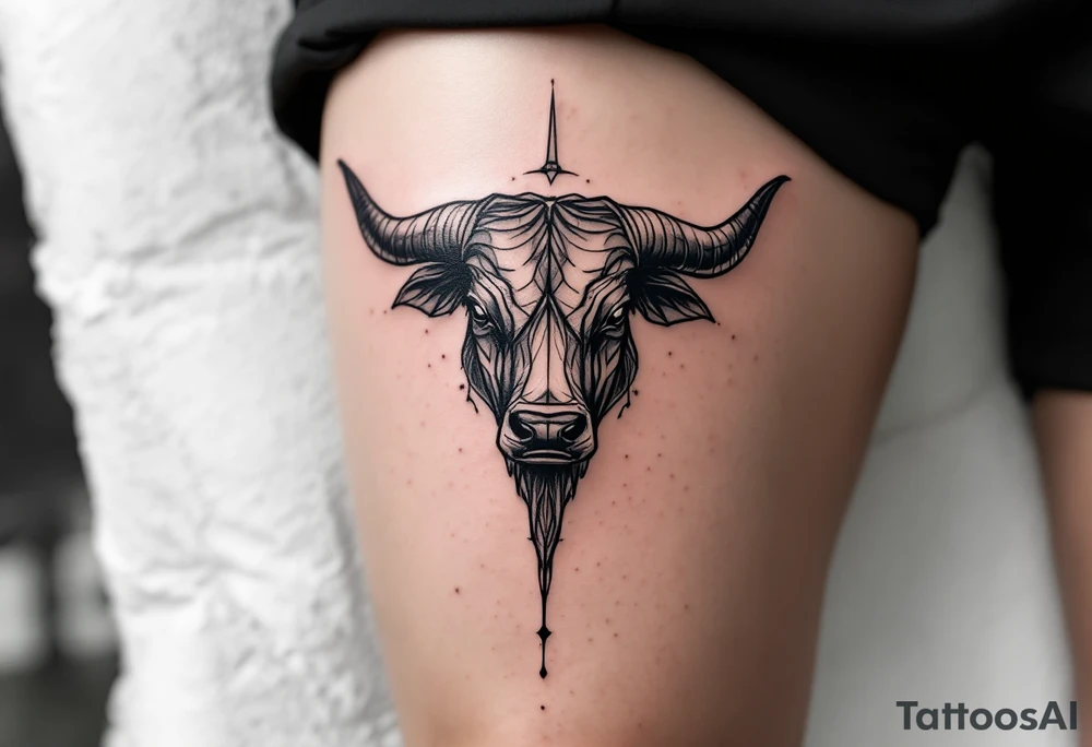 soft silver and deep charcoal, Taurus the Bull anchors the heavens with quiet power. tattoo idea