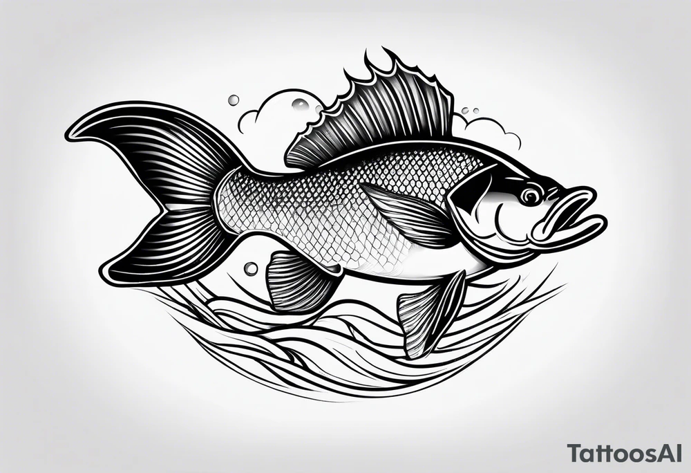 out line of walleye simple tattoo idea