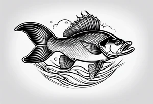 out line of walleye simple tattoo idea