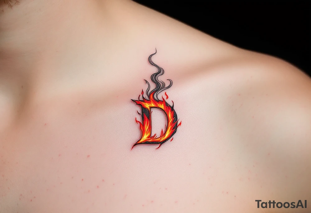 Fire & Smoke D – A fiery D with bright red and orange flames licking up the sides, with smoky gray wisps rising off the top. tattoo idea