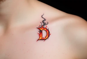 Fire & Smoke D – A fiery D with bright red and orange flames licking up the sides, with smoky gray wisps rising off the top. tattoo idea