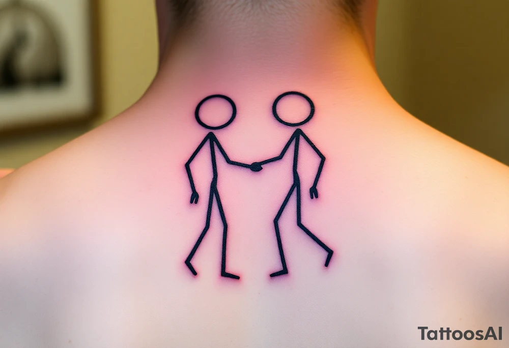 Two stick figures holding each other tattoo idea