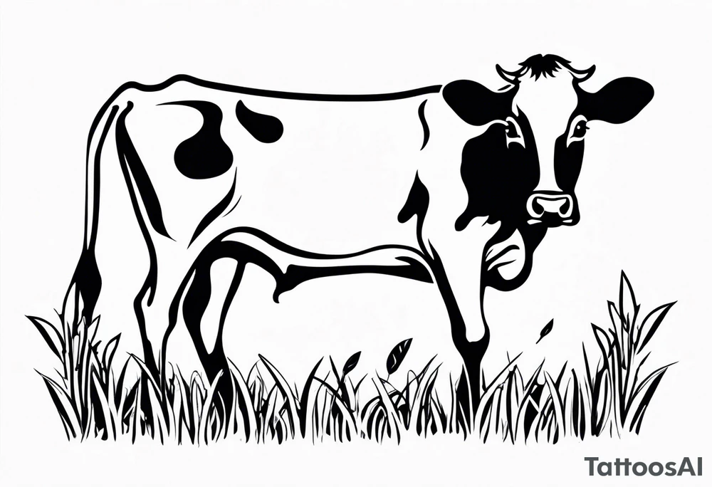 COW EATING GRASS tattoo idea