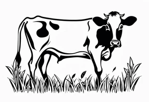 COW EATING GRASS tattoo idea