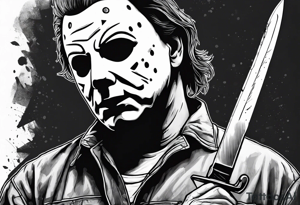 Michael Myers holding a knife tattoo idea