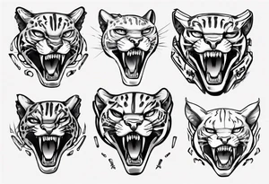 cybernetic ocelot teeth showing tattoo idea