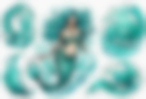 a turquoise mermaid standing in the sea surrounded by crashing waves tattoo idea