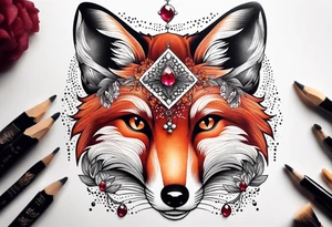 Fox with a Ruby and a honey bee tattoo idea