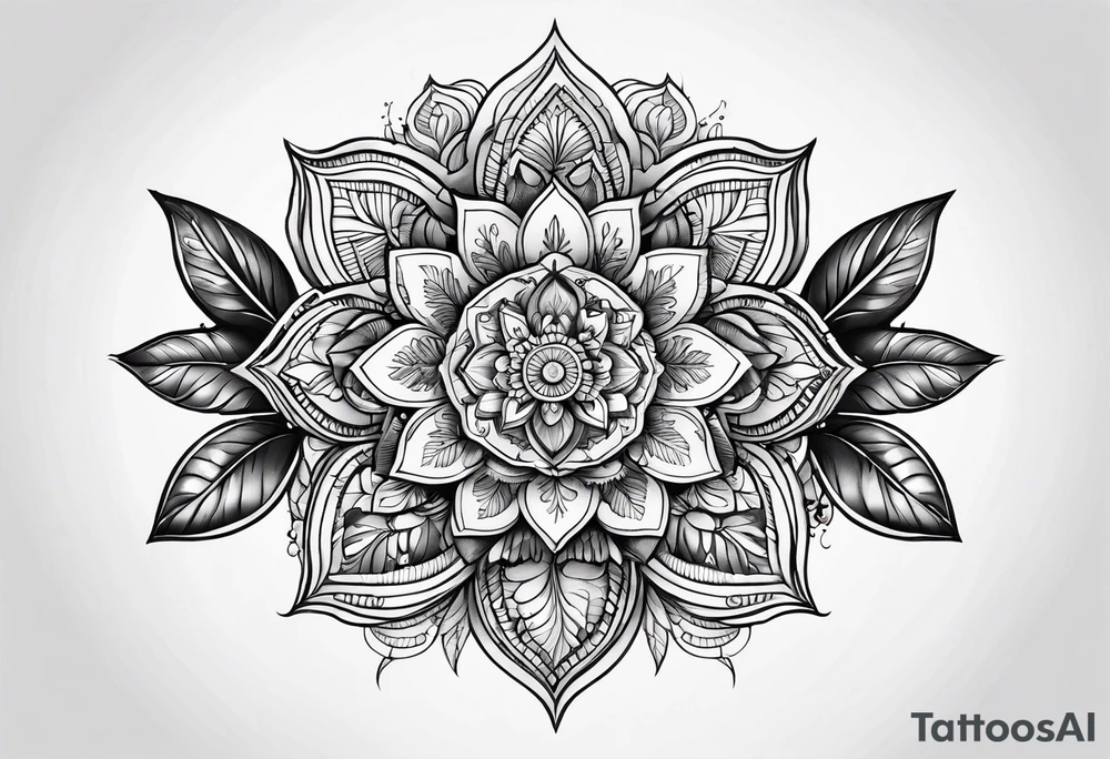 flowers, leaves mandala tattoo idea