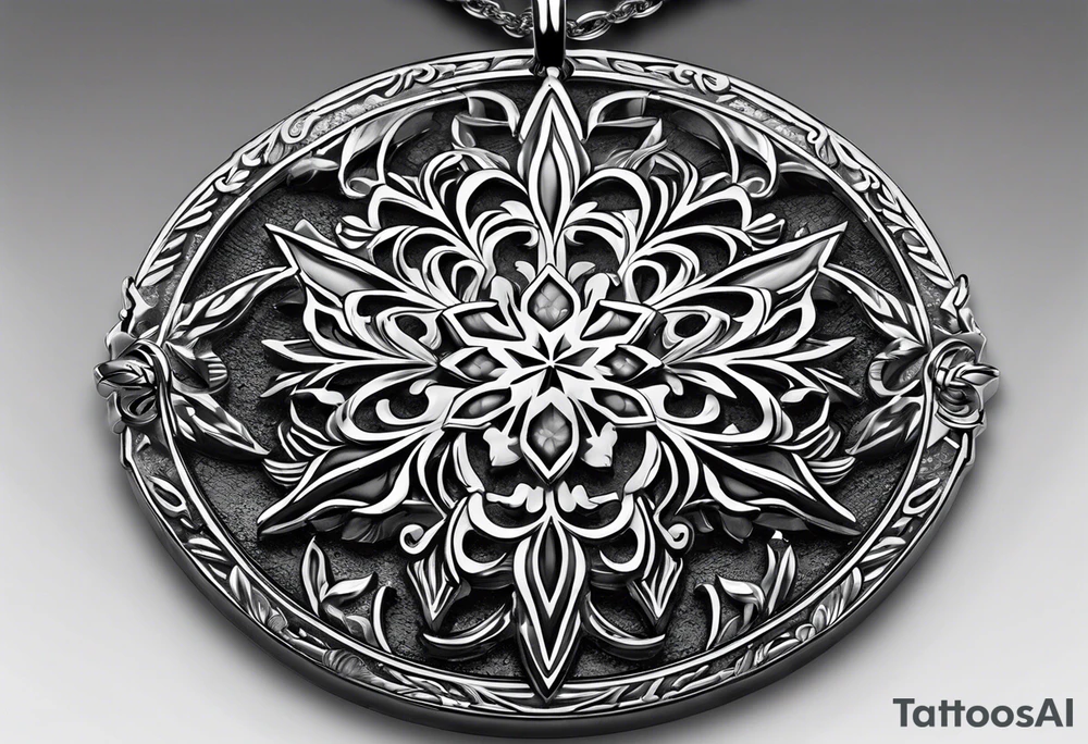 necklace with a simple snowflake pendant tattoo idea