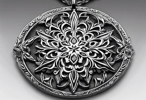 necklace with a simple snowflake pendant tattoo idea