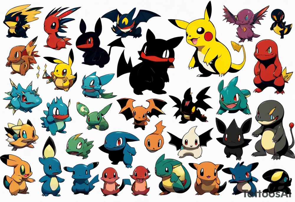Pokémon silhouettes elegant and playful tattoo idea