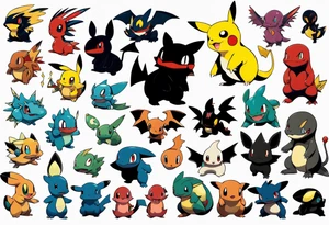 Pokémon silhouettes elegant and playful tattoo idea