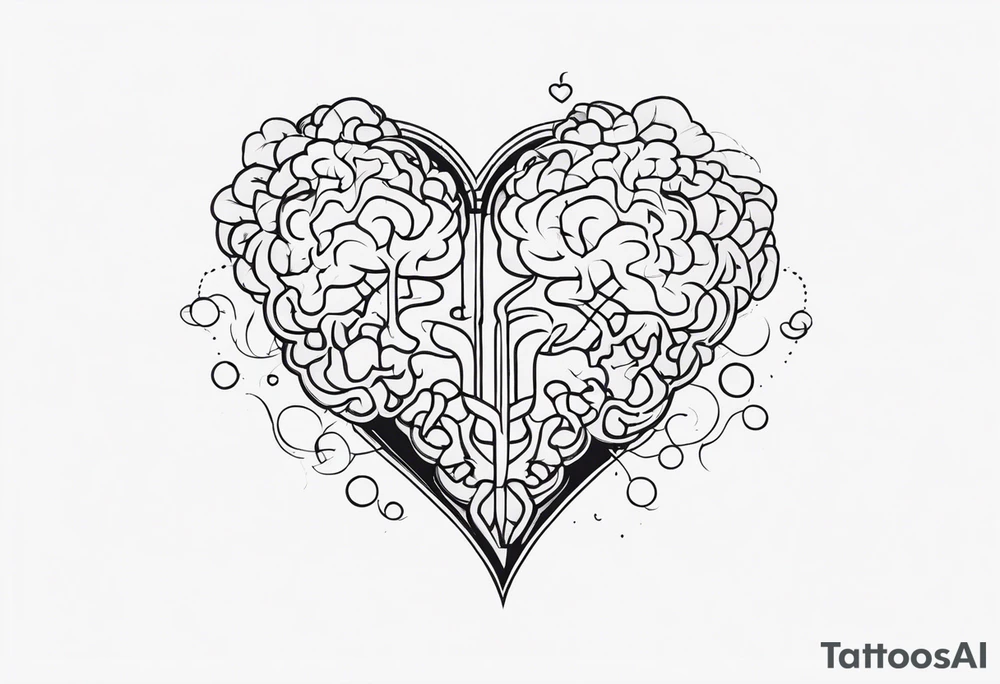 Picture of a heart and brain to represent oneself tattoo idea