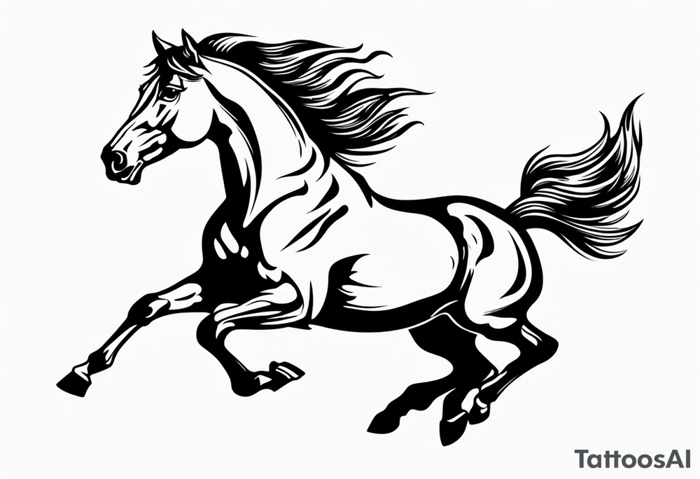mustang jumping through banner tattoo idea