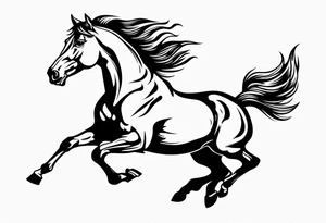 mustang jumping through banner tattoo idea
