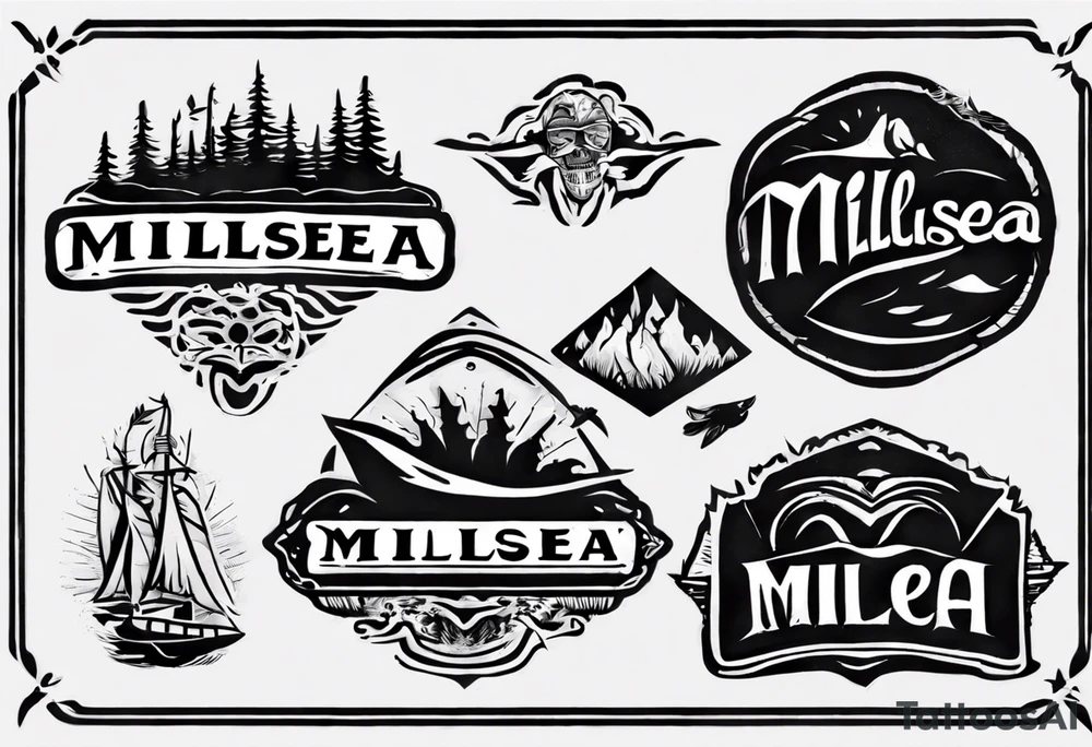 The word "MILLSEA", with an outdoors vibe. Block lettering tattoo idea