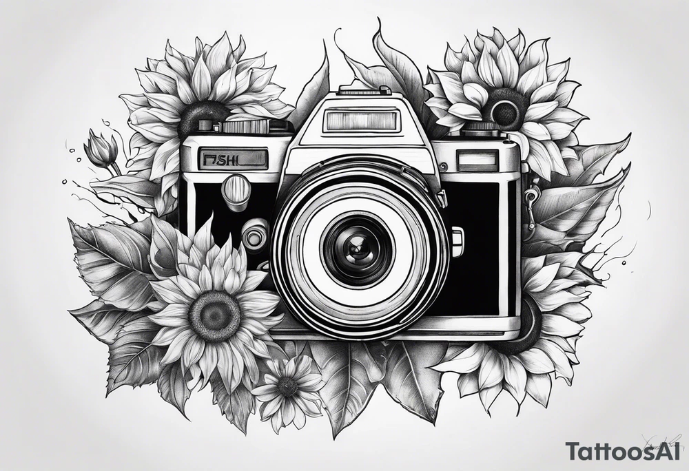 sunflower, camera, fish, tattoo idea