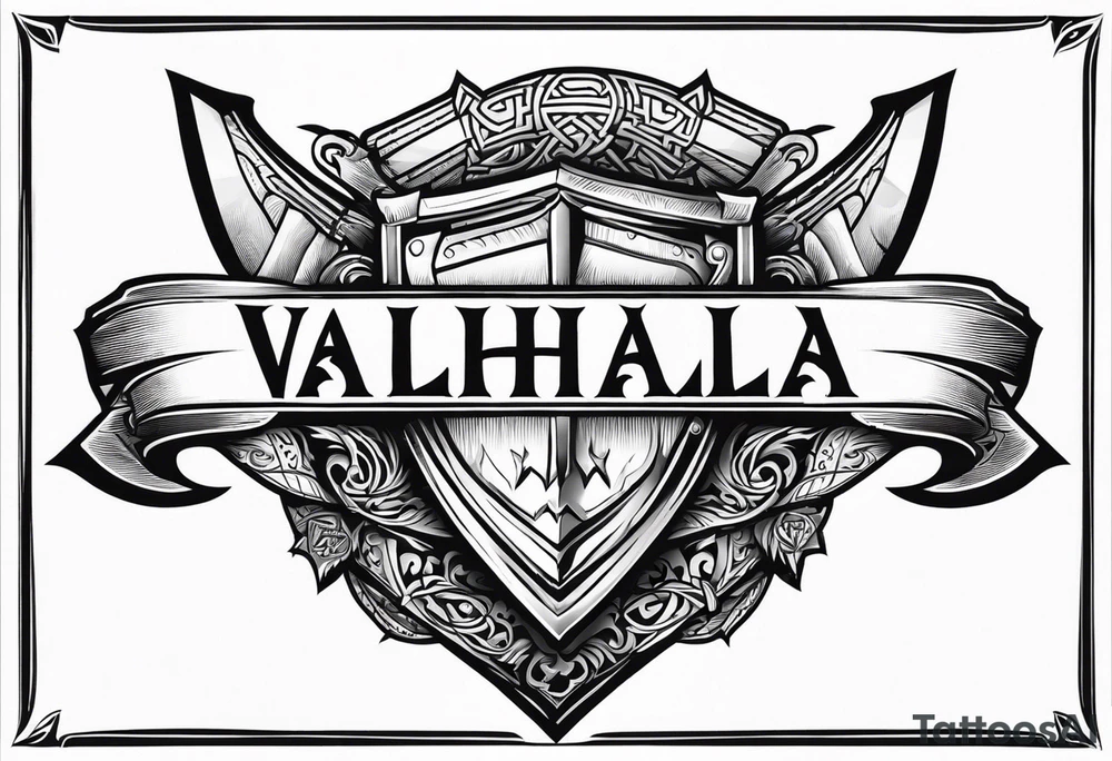Valhalla shield  sword axe tattoo idea