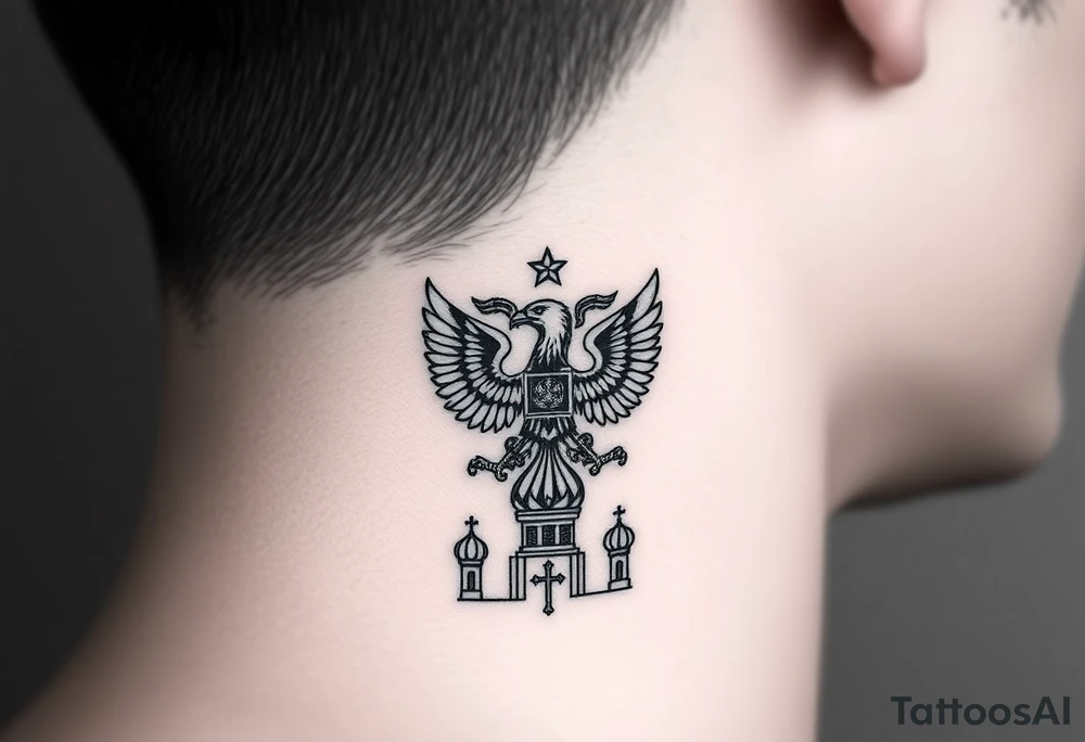 Top: Russian star 
Middle: russian double-headed eagle coat of arms
Bottom: Orthodox church dome with a cross tattoo idea