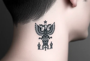 Top: Russian star 
Middle: russian double-headed eagle coat of arms
Bottom: Orthodox church dome with a cross tattoo idea