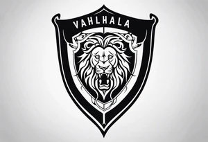 Valhalla shield sword lion tattoo idea