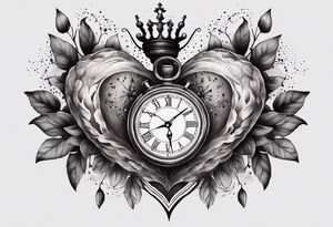anatomical heart with clock in middle.
Clock hands on 8 and 5.
Never Say Never written on tattoo tattoo idea