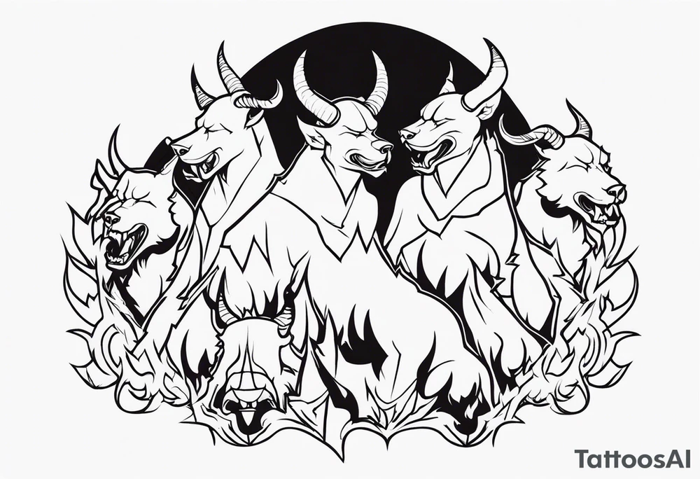 Devil with hell hounds tattoo idea