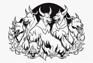 Devil with hell hounds tattoo idea