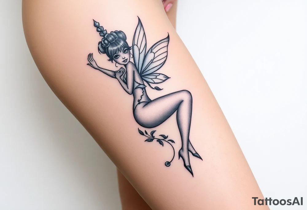 A sexy thick Pin up fairy  with  tattoos tattoo idea