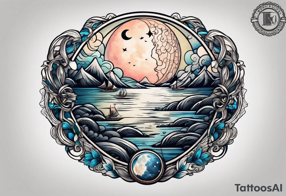 a full moon with a lasso around it tattoo idea