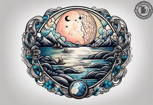 a full moon with a lasso around it tattoo idea