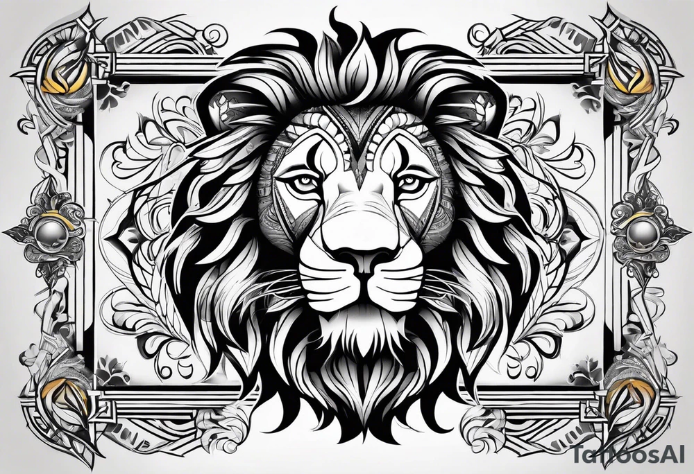 Lion in ornament tattoo idea