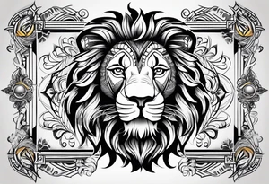 Lion in ornament tattoo idea