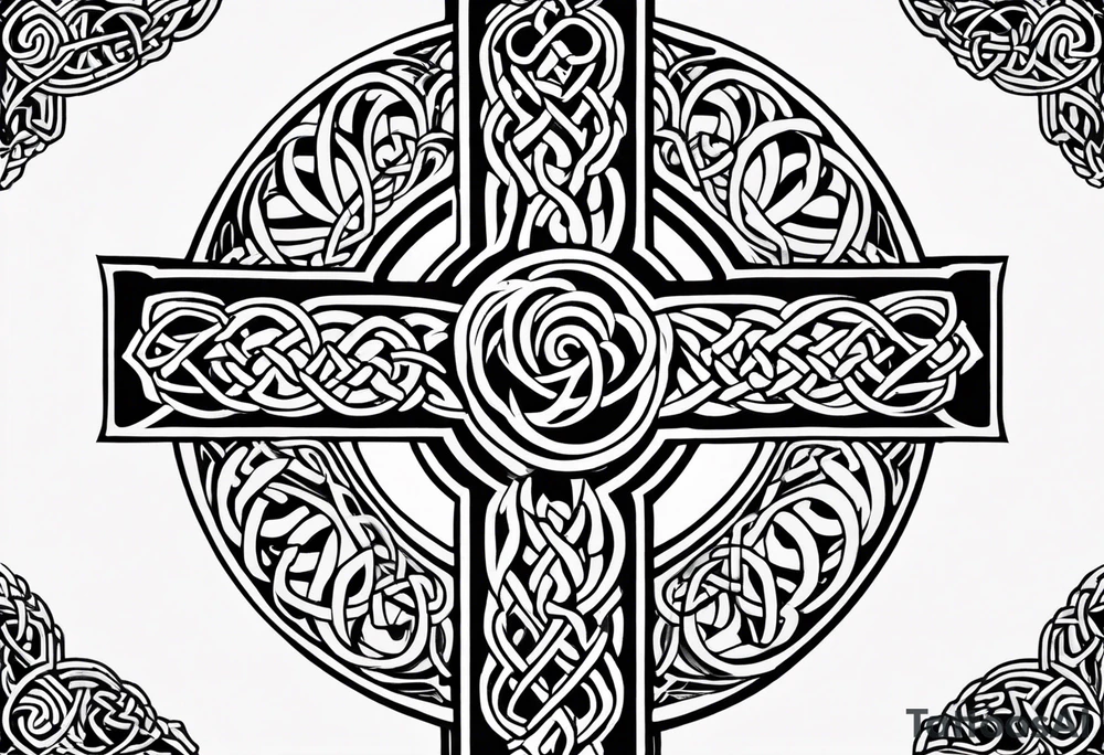 Celtic cross,moon,rose tattoo idea
