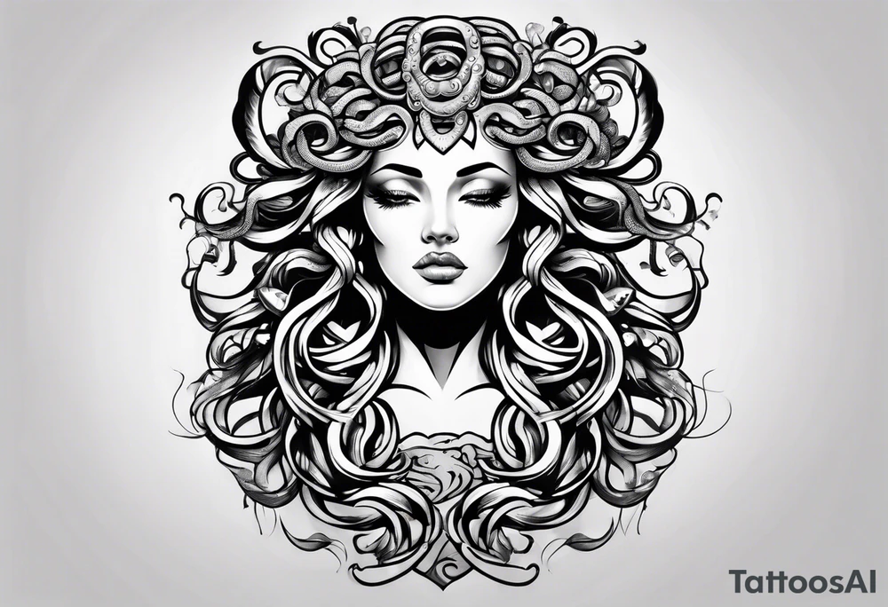 beautiful but mysterious medusa tattoo idea