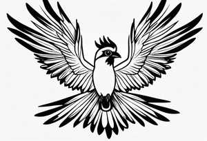 Turaco bird with wingspan from above one-line tattoo tattoo idea