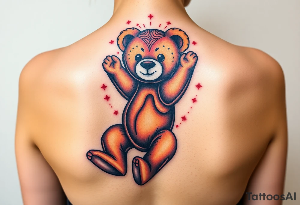 Acrobatic teddy bear tattoo idea
