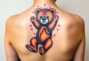 Acrobatic teddy bear tattoo idea