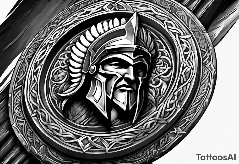 Spartan sword and shield tattoo idea