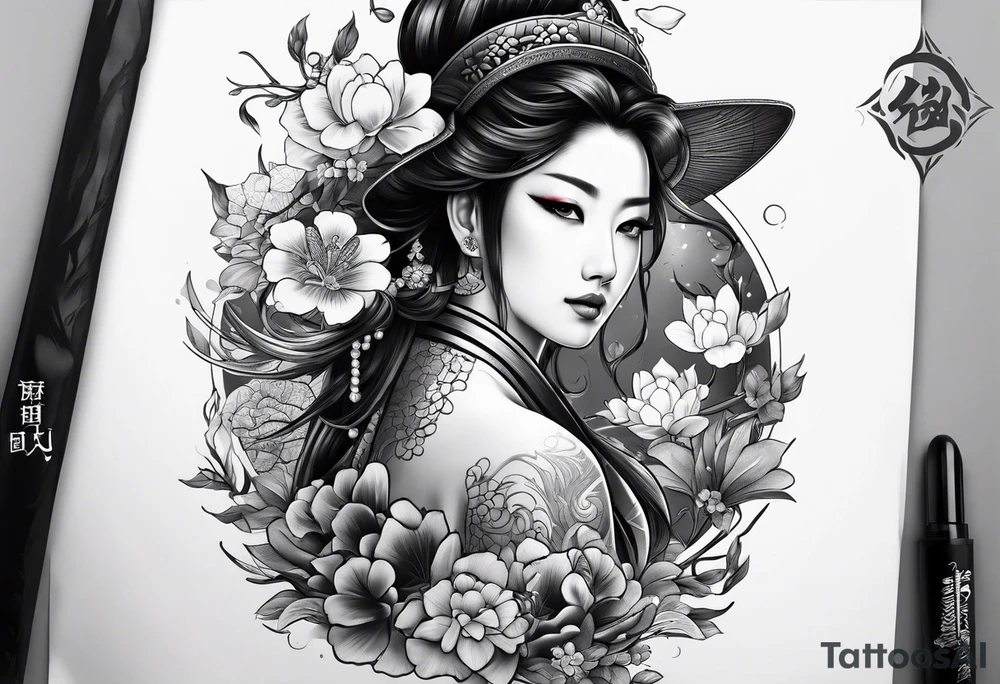 luck combined with japanese culture tattoo idea