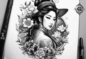 luck combined with japanese culture tattoo idea