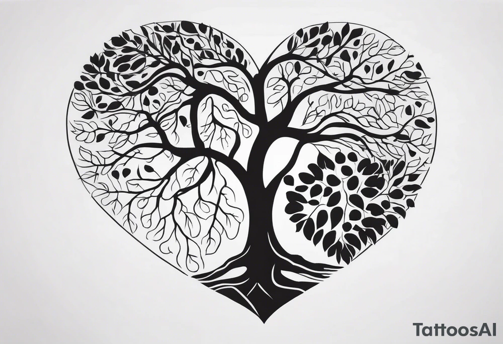 a heart shape with this inside the heart: brain, plane, family, and tree roots tattoo idea