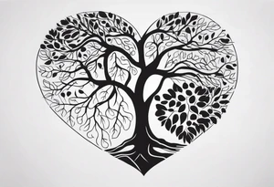 a heart shape with this inside the heart: brain, plane, family, and tree roots tattoo idea