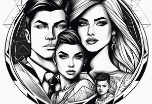 Family of five bond tattoo idea